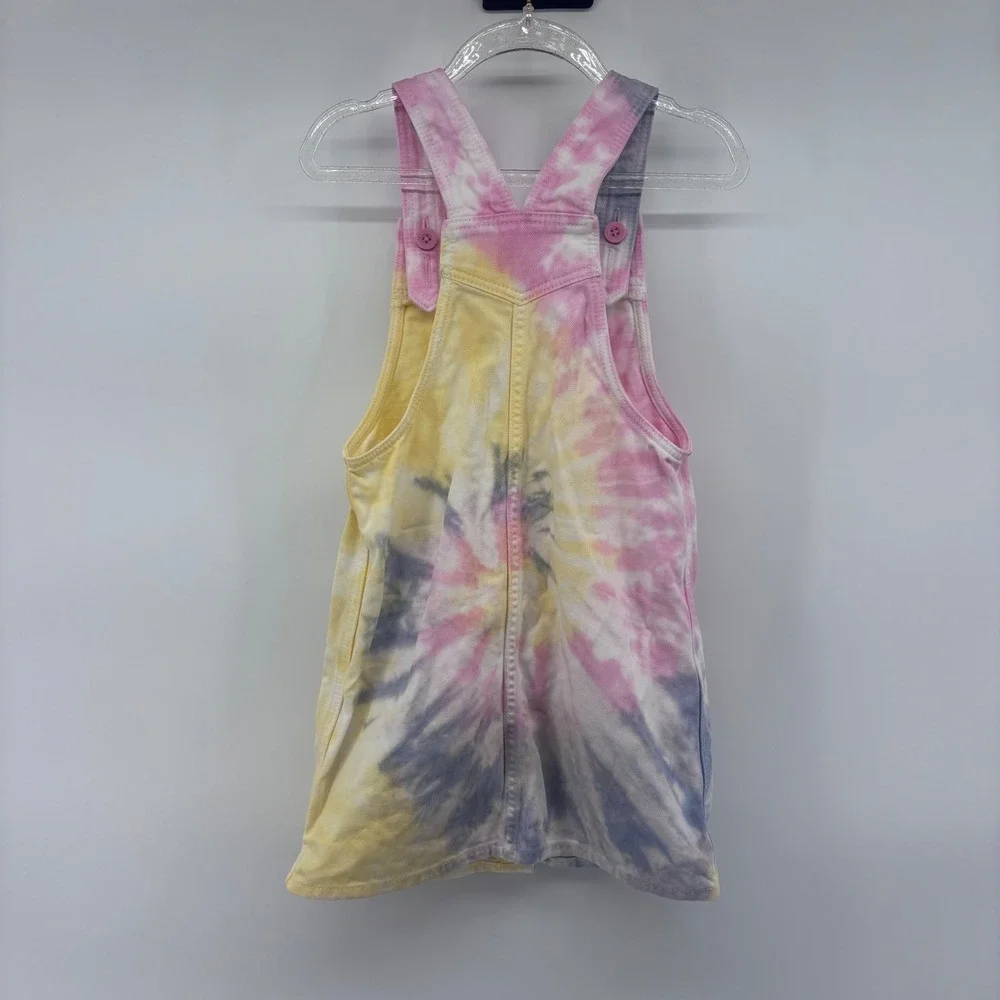 Tie Dye Overall Dress‎ Girls Casual Colorful Button Front Sun Dress 5T